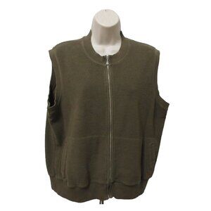 Calvin Klein Jeans Womens Vest Size XL Olive Green Zipper Front 100% Cotton